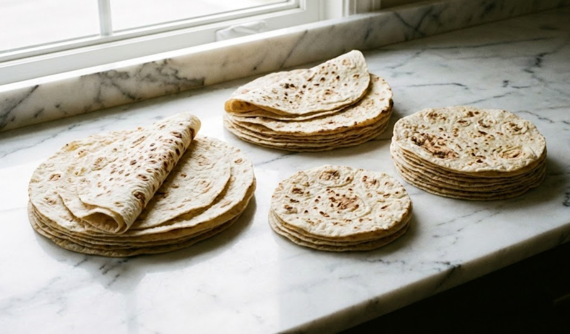 Sıcak taze dürüm lavaş ekmeği